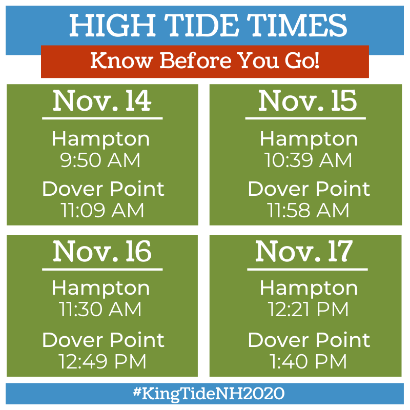 nhcaw's tweet photo. Know your high tide times and plan accordingly to capture images, videos, and other digital content that will help us visualize and prepare for future sea-level rise. #KingTideNH2020 #SnapTheShoresFaceTheFuture https://t.co/tKdhqY1BR0 https://t.co/yScqLwEQ5W