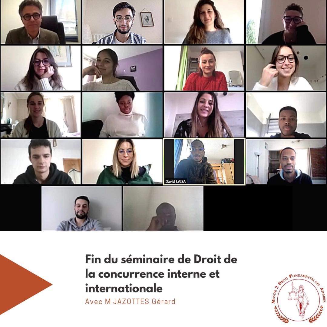 M2DFA_TLSE's tweet image. Bonjour à tous !👋🏼

👩🏼‍💻🧑🏽‍💻👩🏻‍💻Comme vous pouvez le constater, le master 2 est confiné, mais toujours connecté ! 

🌍Nous tenons à remercier Monsieur JAZOTTES Gérard pour son séminaire en droit de la concurrence interne et internationale. 

Bon week-end à vous !
