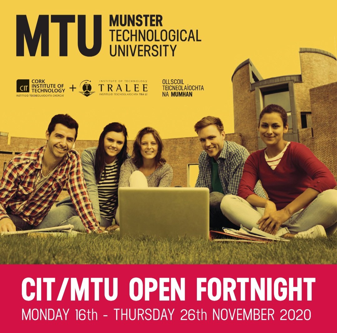 VEStudioCork's tweet photo. We are delighted to work with CIT/MTU who are hosting live online events for students and supporters during "Open Fortnight: 16th-26th November".
Visit https://t.co/5Qopu0ZGdI for full details including talks and Q&amp;A sessions with department staff, current students and graduates. https://t.co/cIH0Qc2TO9