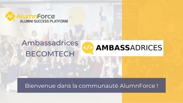 AlumnForce's tweet photo. L’ensemble de l’équipe #AlumnForce est fière d’avoir accompagné @BecomtechFr dans le développement de son application dédiée aux relations entre ambassadrices diplômées et étudiantes! #Network #alumni #edtech #digital #Alumnforce https://t.co/SmsfIb1TWH