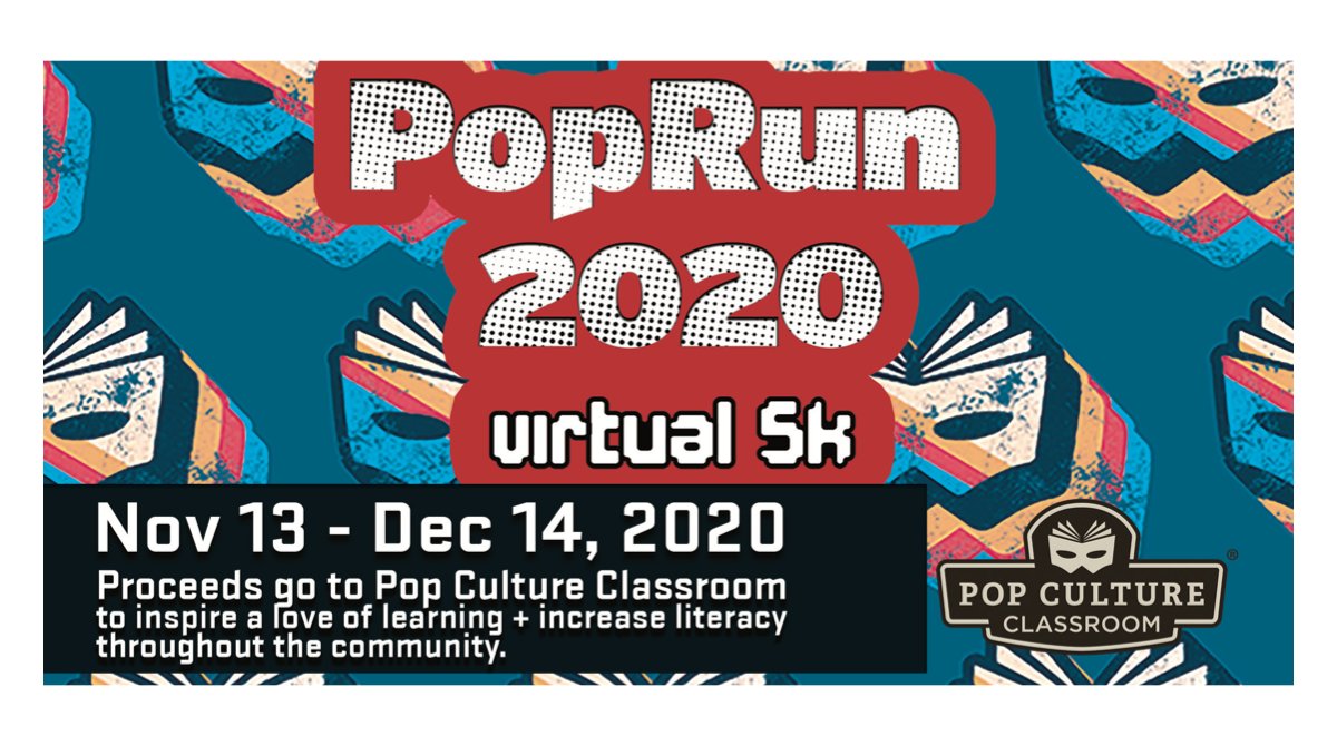 PopClassroom's tweet photo. Pull out your sneakers, grab your sweatbands, and find your nerdiest tracksuit – Pop Culture Classroom is hosting a virtual 5k! 

Sign up now: https://t.co/dg0R7HfQPH

#ColoradoRunner #popculture https://t.co/vG1iVo6RFk