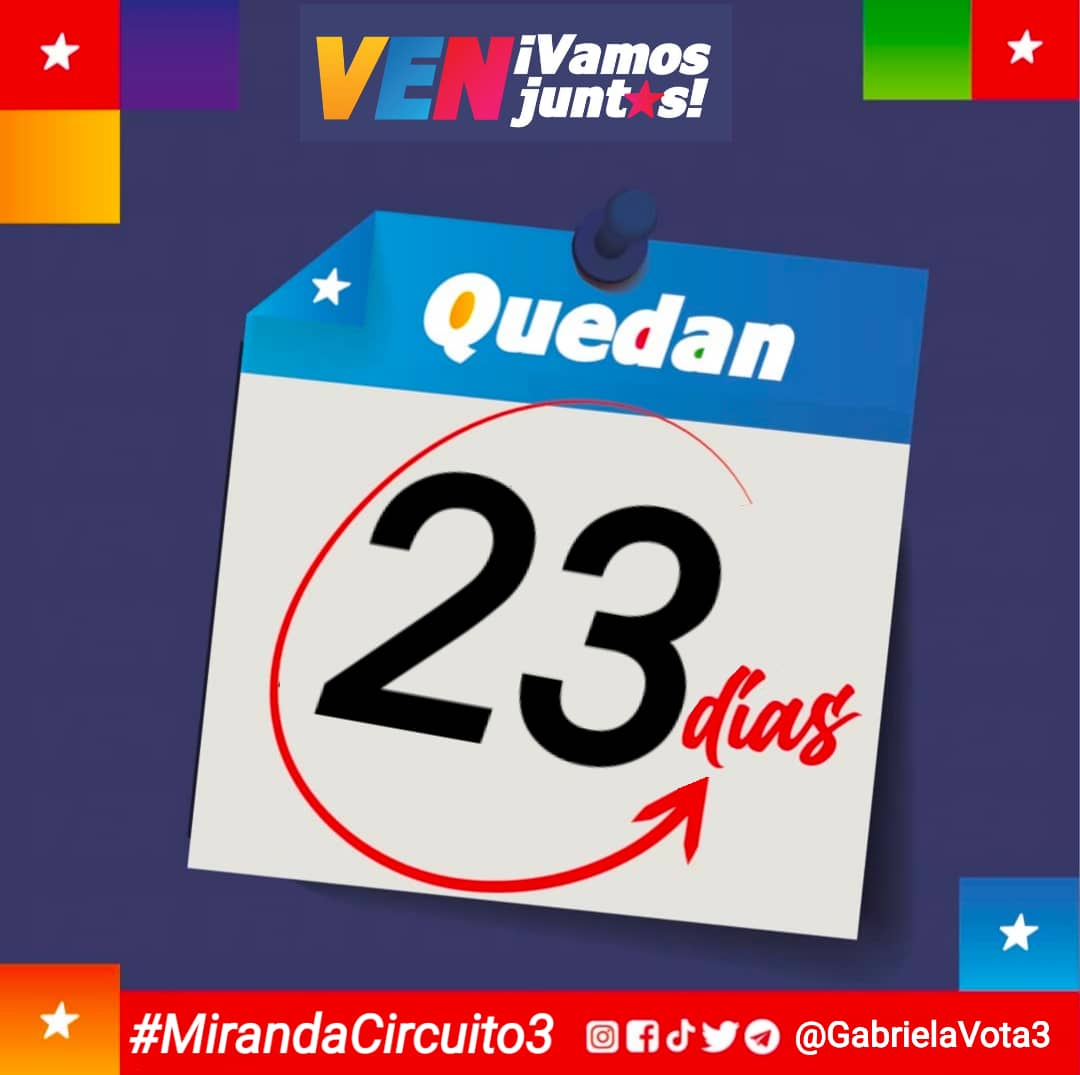 2227Ana's tweet photo. 2⃣3️⃣ Días para  la Victoria perfecta no dejes de participar 
#MirandaCircuito3  Vota por @gabrielavota3 # ETIQUETA DEL DÍA 📲
 #ComunicaciónDigitalPorLaVerdad @jousebiod @Missgleidy2  @MariaAl38306469 https://t.co/eVXMyzlH8b