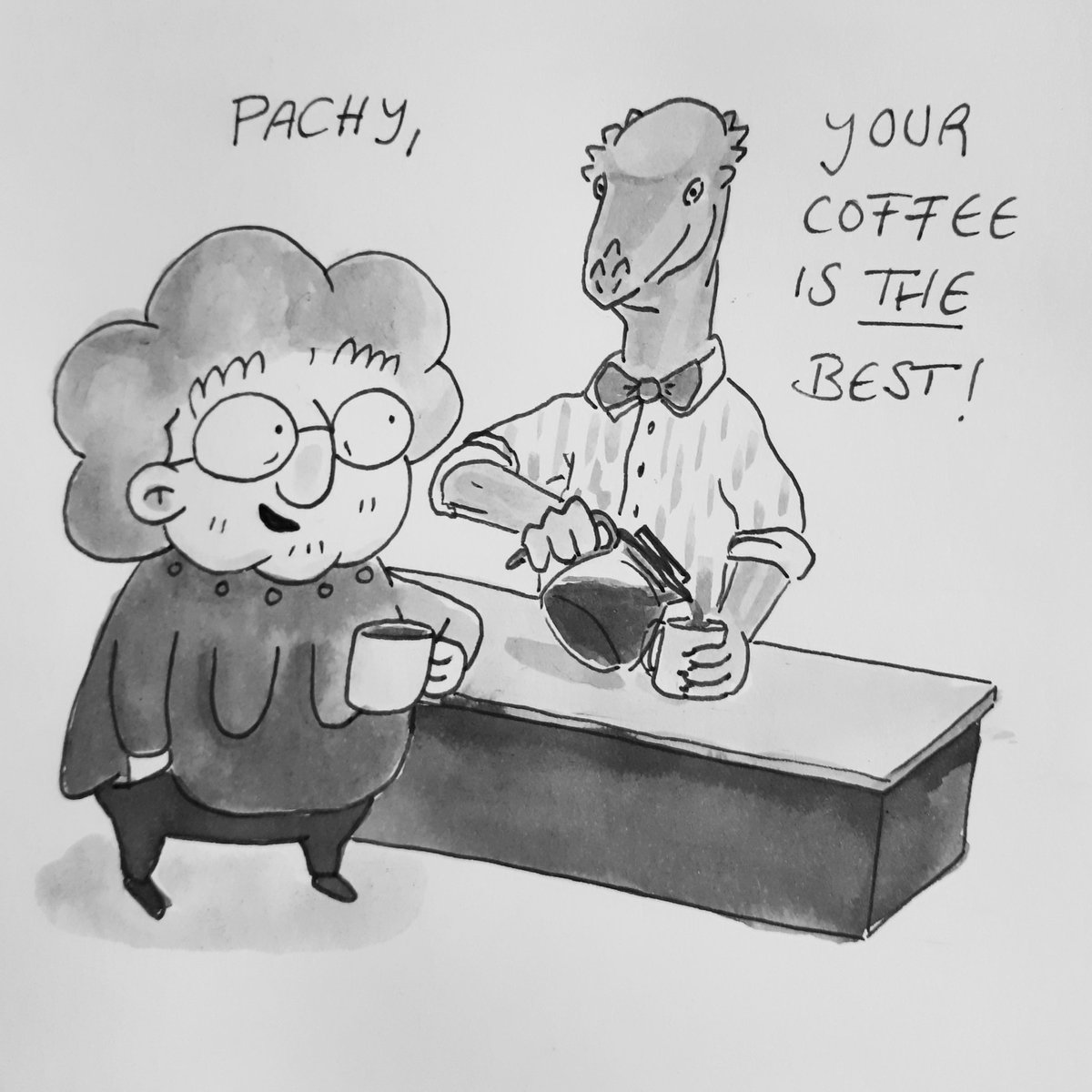 owlgress_illu's tweet photo. #dinovember #dinosaurs #grannyannie #illustration #ink #blackandwhite #pachycephalosaurus #coffeetime https://t.co/j029rOM4hZ
