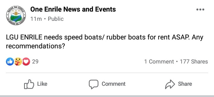 kojieshai's tweet photo. ENRILE, CAGAYAN LGU NEEDS HELP!!! They need rubber boats/ speeds boats ASAP. Please help!

@lenirobredo 
@ABSCBNNews
@gmanews
@TVPatrol
@cnnphilippines
@rapplerdotcom
@MovePH
@TV5manila
@gmanewsbreaking 
@manilabulletin 
@PhilippineStar 
@PhilstarNews

#CagayanNeedsHelp https://t.co/xscSkpNcEy