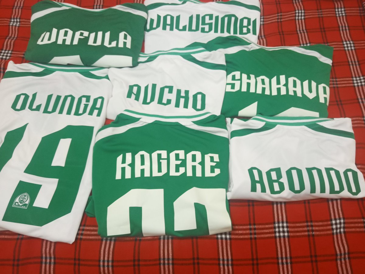 It's been 5yrs since Gor Mahia won the 2015 KPL season unbeaten. Our invincible season. Yes, November 2015. Here's my collection of shirts of every player, except one, who scored for us league goals that season. Who's missing? Remember that season? Stay with me.  #Sirkal