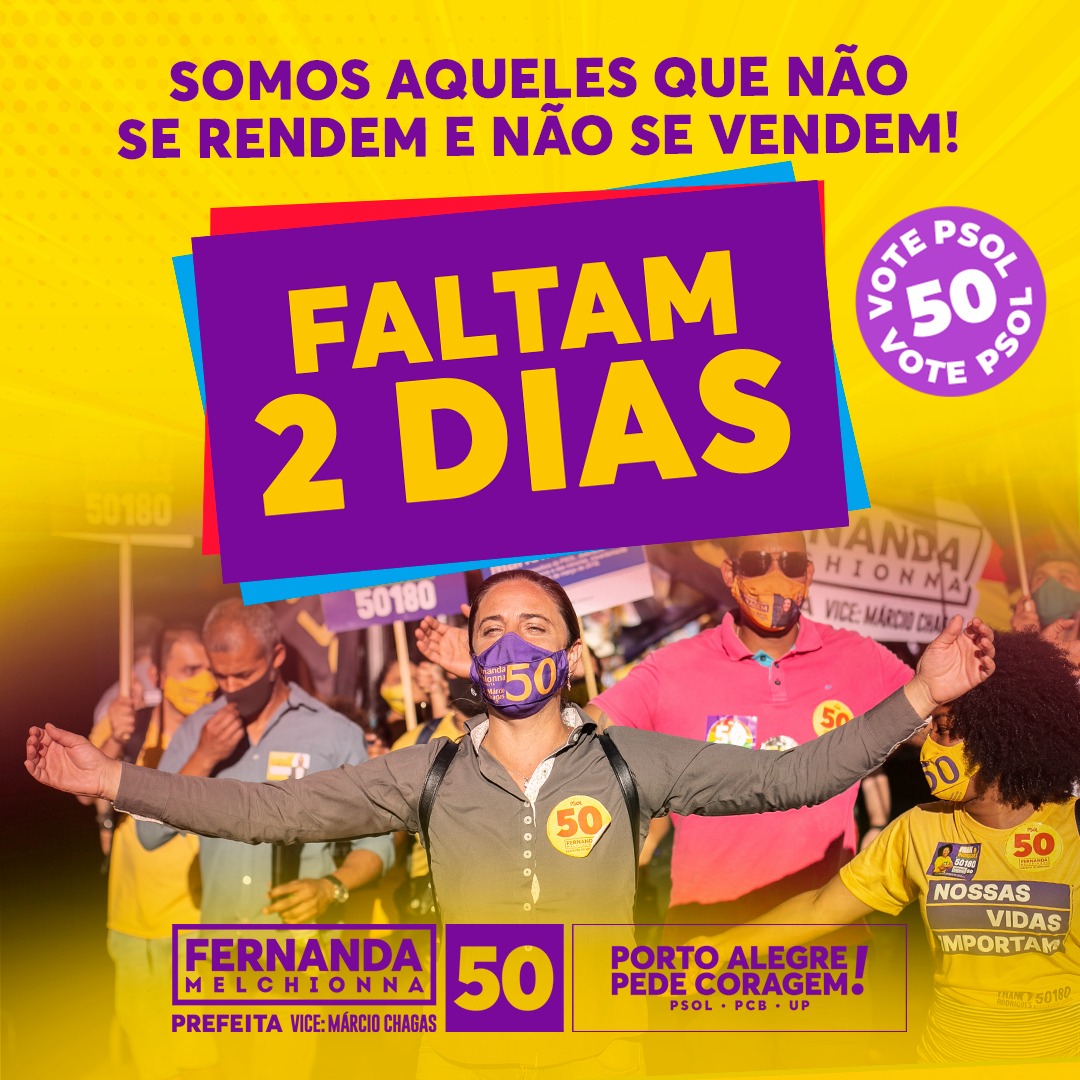 Amigos e amigas! Está chegando a hora! 2 dias para apertar e confirmar o voto no 50! Passa no nosso comitê (Av. Azenha, 673) e pega teu adesivo e tua colinha para o dia da votação e consegue mais votos com a família e amigos! No domingo, fortaleça o PSOL, vote 50 duas vezes!