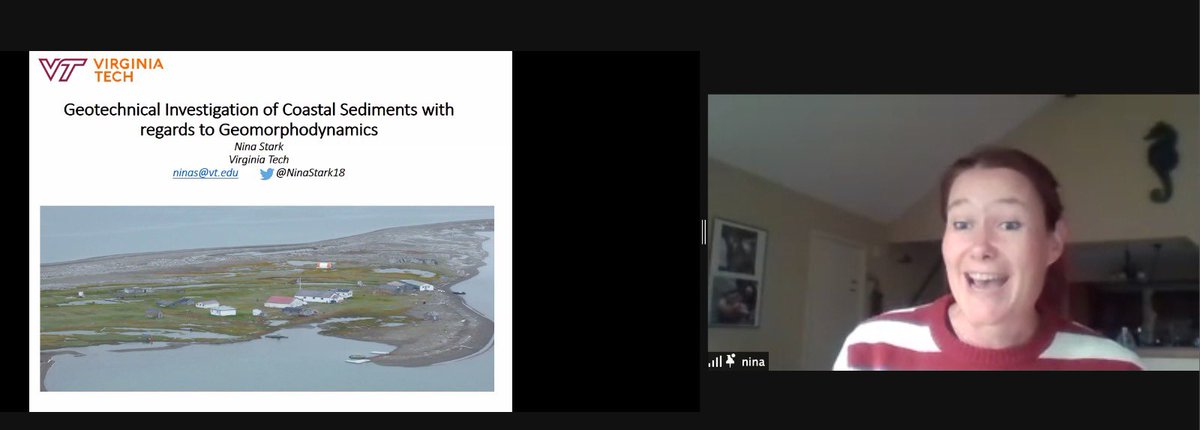 KaterinaZiot's tweet photo. The 1 &amp; only @NinaStark18 of @VTEngineering @VTCEE, former colleague &amp; everlasting friend gave a seminar to @GgssUcdavis @ucdaviscee...as passionate as always, she shared her past, recent, &amp; current work on #geotech investigation of #coastal #sediments wrt #geomorphodynamics https://t.co/7u9rvHcEin