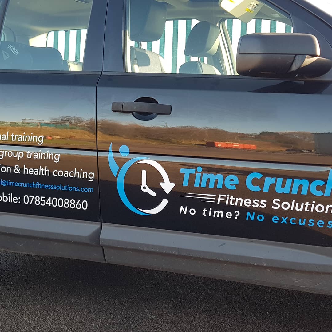 SignVenture's tweet photo. New wall clock and car graphics installed for Time Crunch Fitness Solutions.
They have a great set-up. Check them out for all of your training and fitness solutions on Facebook and Instagram. 💪😊 https://t.co/kOScdqEa5u
