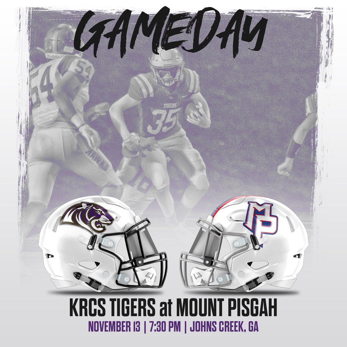 KRCSAthletics's tweet photo. ‼️FNL‼️The Tigers continue region play this week, traveling to Mt. Pisgah to face the @mpcspatriots. Kickoff is set for 7:30 and spectators are limited to immediate family members of participants. Let’s go Tigers! #krcstigers #krfb #kingsridge #mtpisgah #ghsafootball #fnl https://t.co/gqPj3aAtiF