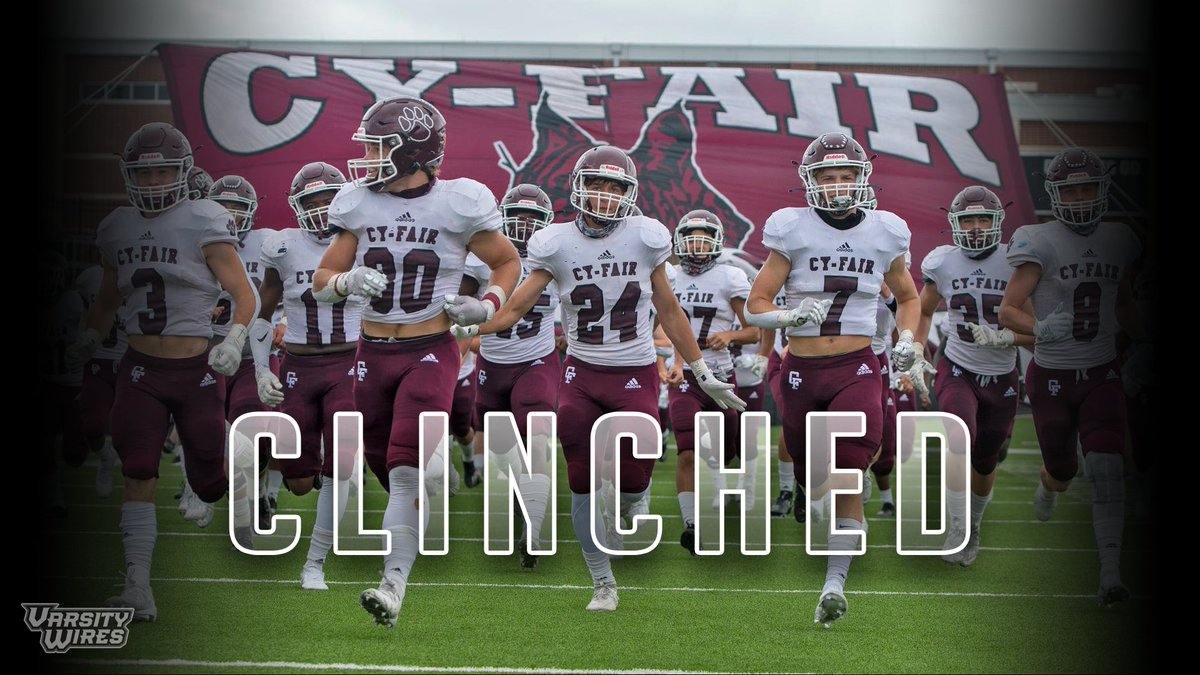 CLINCHED!  The Cy-Fair Bobcats have punched their ticket to the 2020 UIL Football Playoffs!

The Bobcats extend their playoff appearance streak to 11 consecutive seasons

📸 <a href="/CyFairISD/">Cypress-Fairbanks ISD</a> Communications

#txhsfb