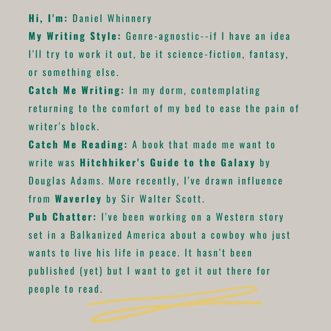 SienaStandish's tweet photo. How's #NaNoWriMo going? If you need inspiration, check out our first student-writer profile. Dan, a @SienaWriting tutor, has some cool projects in the works... https://t.co/sTuzxRNRIU