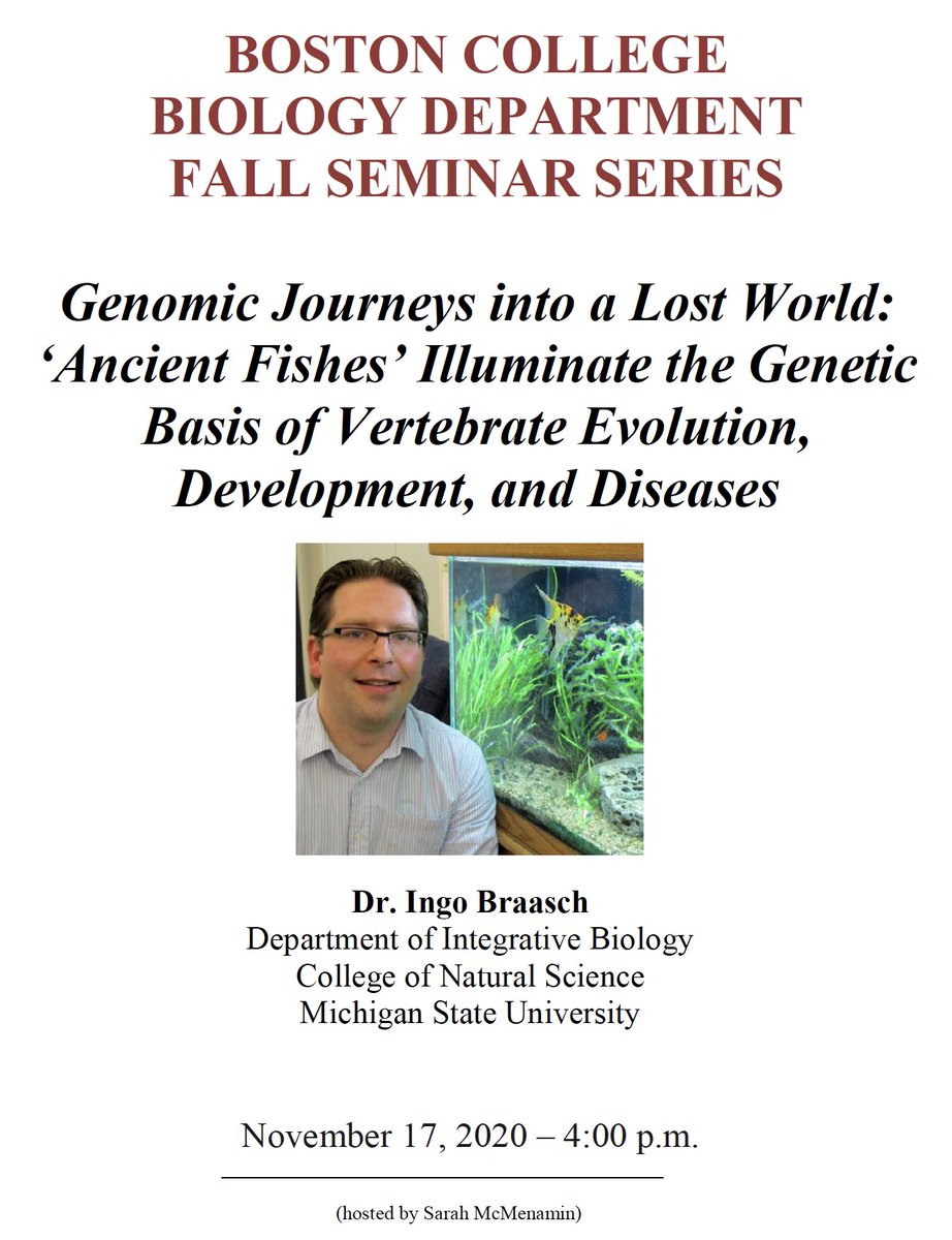 Very excited to be hosting @FishEvoDevoGeno for a virtual seminar next week! Let me know if you would like to attend and I will send you the link.