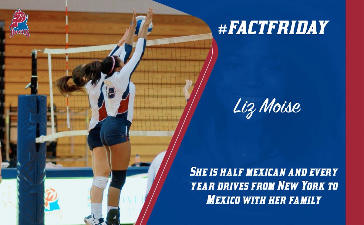 FDUDevils's tweet photo. #FactFriday 😈 

@FDUVolleyball Senior, Liz Moise 🏐

Liz is half mexican and every year drives from New York to Mexico with her family 🚗

#HeatsRising🔥 | #HornsUp🤘🏽 https://t.co/Q2rgegeoGY
