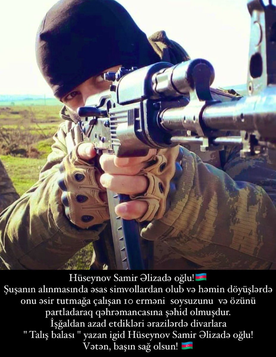 WithAzerbaijan's tweet image. İşğaldan azad etdikləri ərazilərdə divarlara
&quot; Talış balası &quot; yazan igid Hüseynov Samir Əlizadə oğlu! 🇦🇿
Uğrunda şəhid olduğun Vətənə qurban olum qardaş! #SamirHuseynov #Azerbajian