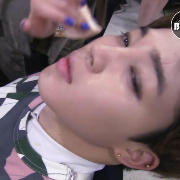 when jimin falls asleep while getting his make up done
