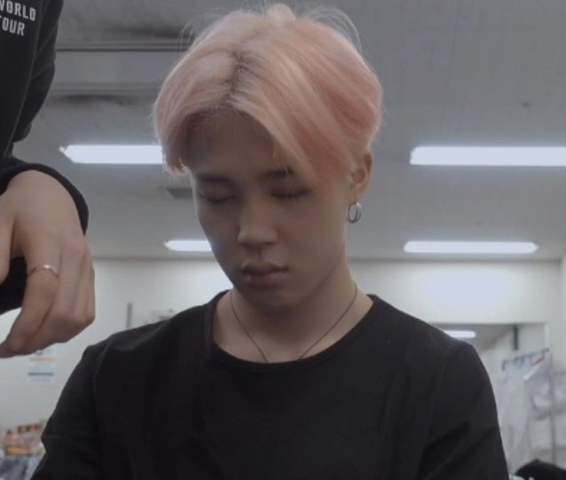 when jimin falls asleep while getting his make up done