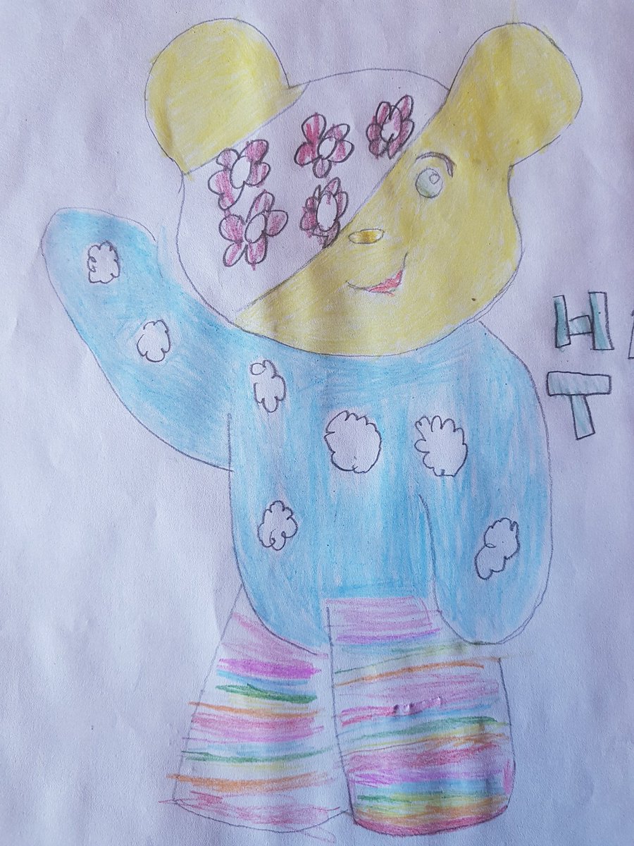 Susanne39266972's tweet photo. @p2StBernadettes This is Halle's Pudsey Bear. She still wanted to take part even though she is off school not well.💕 https://t.co/P07beiTdrZ