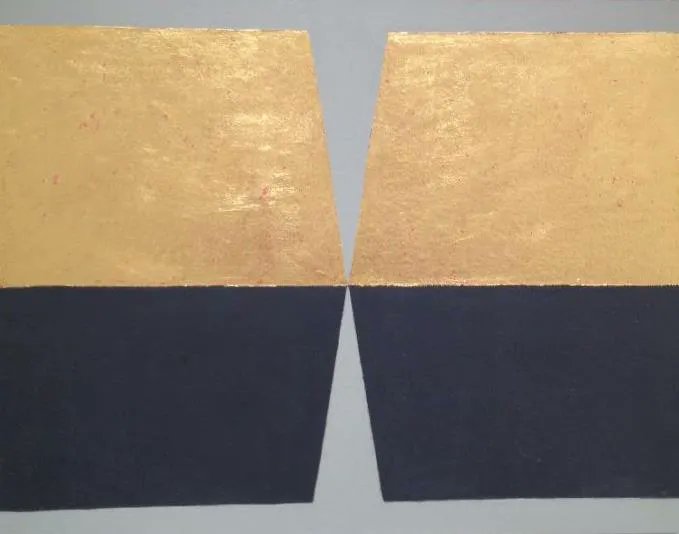 dublincastleOPW's tweet photo. What is it that creates this delicate balance in John Fitzimons 2012, Foundations iii, oil + gold leaf on cotton paper on board? For @ScienceWeek + #Europeana2020 join the #descriptath(l)on https://t.co/Oy008yOtnG + https://t.co/8hdLKDMweR #CastleContemporary #stateARTcollection https://t.co/HHpdyfUMsT