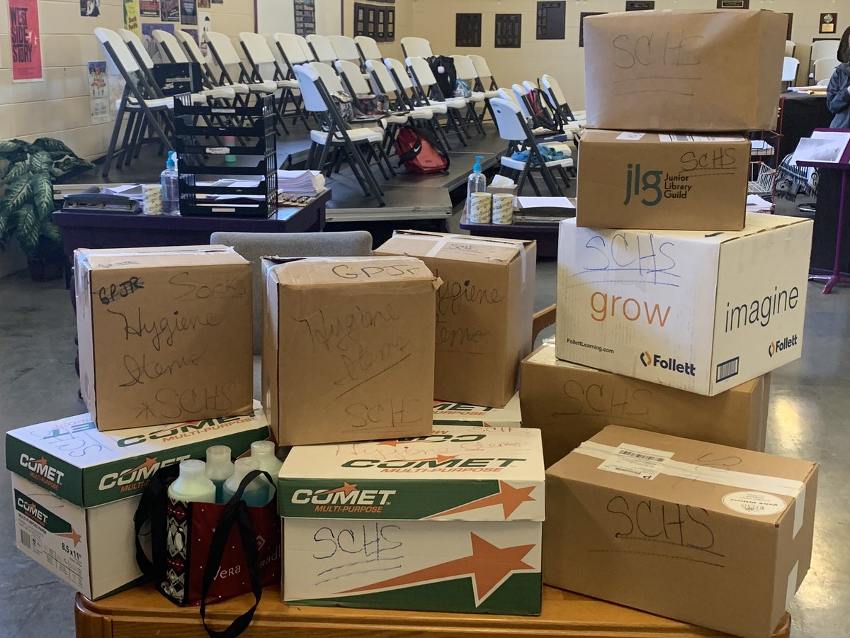 SGA_SCHSBears's tweet photo. Once again this year the SCHS Beta Club, National Honor Society, National Music Honor Society, &amp; Student Government all brought-in hygiene items for the Teen Christmas Project. We had 11 boxes &amp; one tote bag ABSOLUTELY FULL! @SCHSNHS2 @NMHS_SCHSBears @seviercobeta @SGA_SCHSBears https://t.co/IahS3PhaYz