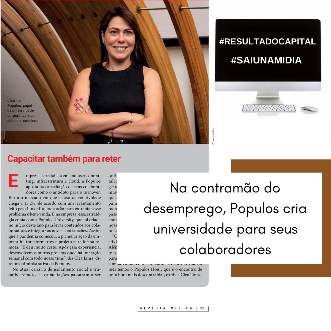 capitalinforma's tweet photo. Na contramão do desemprego, a Populos #ClienteCapital, que é especialista em soluções de end-user computing, infraestrutura e cloud, apostou na capacitação de seus colaboradores e criou a universidade corporativa, Populos University.
#ResultadoCapital #Populos #TI #Telecom https://t.co/AKWC3qpOVa
