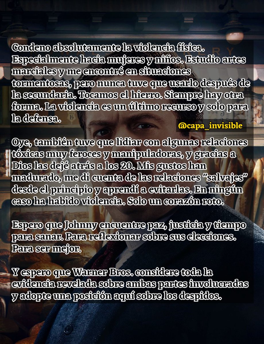 capa_invisible's tweet photo. Comunicado de Dan Fogler (Jacob Kowalski) traducido al español donde habla sobre Johnny Depp. Lo borró de su cuenta de twitter a los minutos de publicarlo ¿opiniones? https://t.co/g8GRWF7nS0