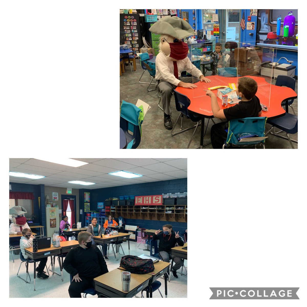 The Colonel found friends at East Heights!  Kids excited to be at school. Thank you East Heights staff for making it meaningful for our students. #HCSstrong.