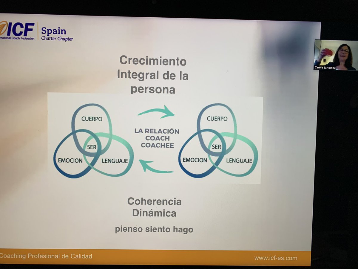 #ICFEventoVirtual <a href="/ICFEspana/">ICF España</a> integrando cuerpo, emoción y mente con Carme Andreu. Tomando conciencia de cómo estamos! Trayendo #optimismo! 😃con #coaching