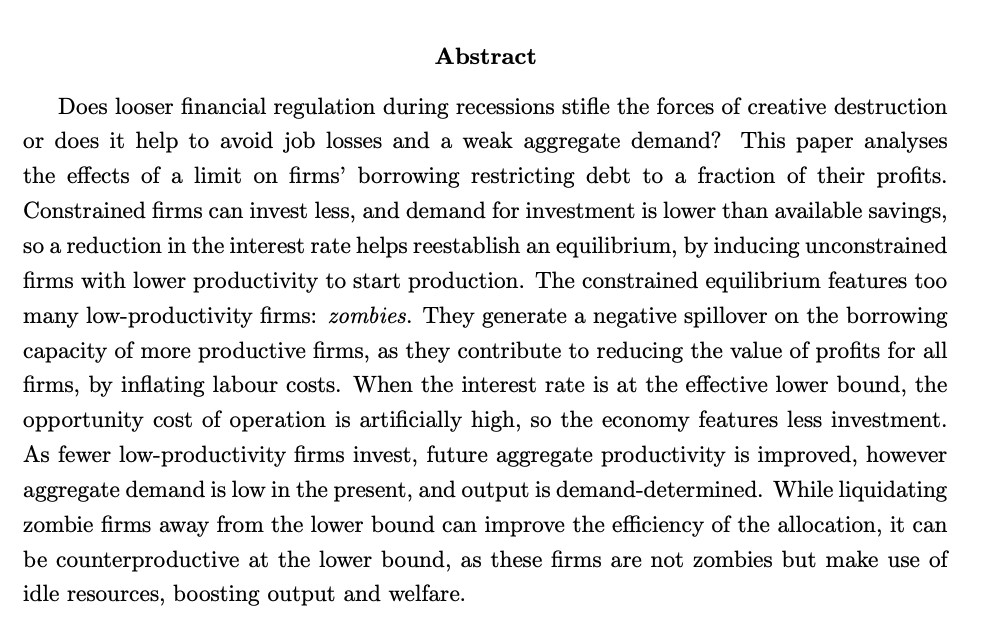 Martina FazioJMP: "Financial Stabilisation Policies in a Credit Crunch: Zombie Firms and the Effective Lower Bound"Website:  https://sites.google.com/view/martinafazio/home