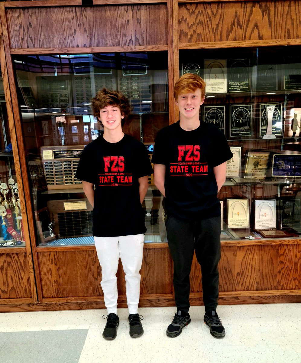 ZumSouth's tweet photo. Best of Luck to Evan Balkenbusch and Evan Fulhorst, our TWO State Qualifiers in diving! They will be competing tomorrow in the MSHSAA State Championships! Also, good luck to Jacob Wolf, our lone State Qualifying swimmer (Not Pictured)

@FZS_SwimandDive https://t.co/uRJCZkDCh7