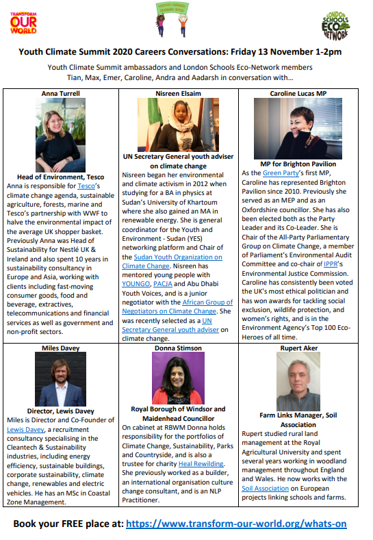 DrJessT_eco's tweet photo. Delighted with the wide array of #Careers sessions at the #YouthClimateSummit2020 π
Super useful for #Students #teachers #schools #colleges & #highereducation π¨πΏβππ©π½βπ
Thank you to everyone who took part ππΎ
In this thread are all the YouTube links on #YCS2020 catch-up TV ππΎ https://t.co/CNMdwGFfTL