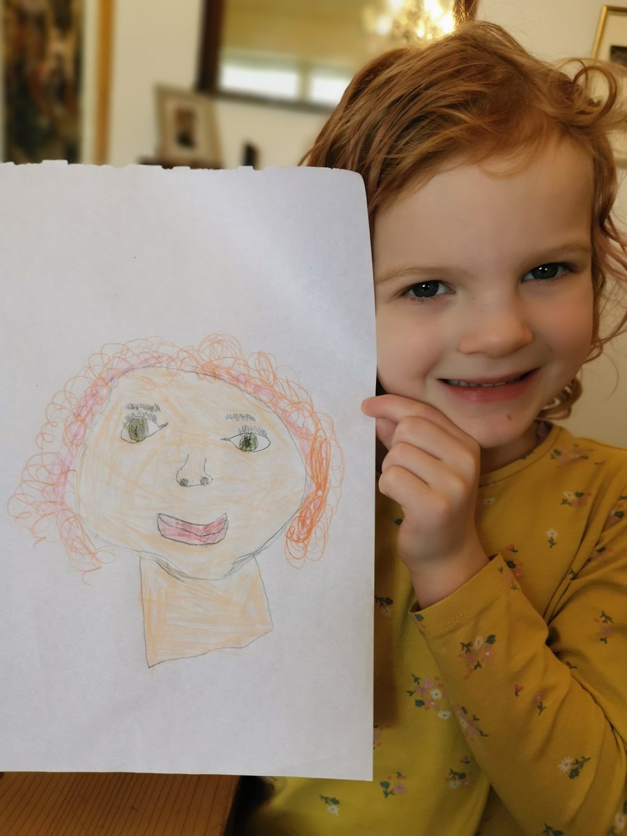 ProjectsJess's tweet photo. Today after her phonics and maths work, Margot Rose chose to do thse self-portrait art activity and baked some bread @NormantonAS https://t.co/KYOeNRf7Ku