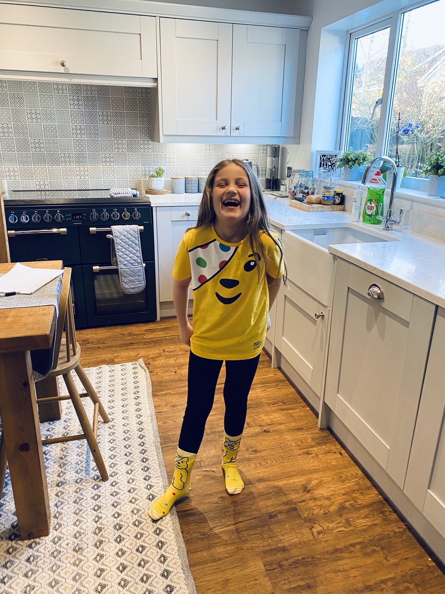 Amelie is all dressed up for <a href="/BBCCiN/">BBC Children in Need</a> today. She’s been smiling everyday but working super hard on <a href="/purpleMash/">Purple Mash</a> <a href="/bbcbitesize/">BBC Bitesize</a> for her first week at home. She can’t wait to be back with her friends <a href="/AcklamWhin/">Acklam Whin Primary</a> next week. #ChildrenInNeed #FridayFeeling #workingfromhome