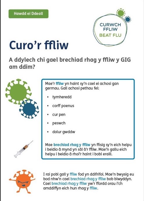 WelshAmbPECI's tweet photo. Ydych chi’n berson ag anabledd dysgu?
Os ydych chi gall y #ffliw fod yn ddifrifol i chi.
Do you have a #LearningDisability?
If yes #flu may be serious for you.
Cliciwch Yma am gwybodaeth #HawddEiDdarllen am Ffliw
https://t.co/XfKXSfCGFH
Click here for #EasyRead Flu information https://t.co/vBhGwI9cmx