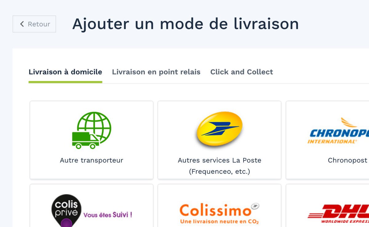 Niveaux modules de  #livraison en bas on peut ajouter un autre mode de livraison, il y a les options points relais et  #clickandcollect  #commerces  #digital  #wizishop