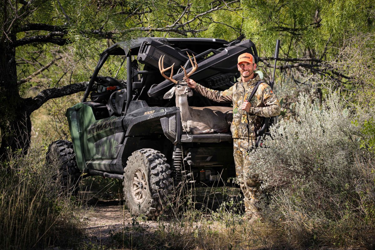 WTD_tv's tweet photo. Scott Newby of @Yamahaoutdoors etched in his 2020 Whitetail Diaries entry and loaded up in the Yamaha Wolverine RMAX2 1000 with this Texas buck!

#YamahaOutdoors #ProvenOffRoad #REALizeYourAdventure #RMAX2 #RMAX1000 #TCArms #TCCompassII #TrijiconHunt #TrijiconHuron #Gemtech https://t.co/TlE9ZtAGHn