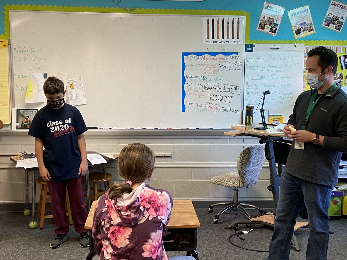cbriani's tweet photo. Is so nice to have Mr.Phillips @IREcounselor back in our classroom for guidance. Identifying emotions while wearing a mask. 😷@ireDCSD https://t.co/sIhFADFUx7