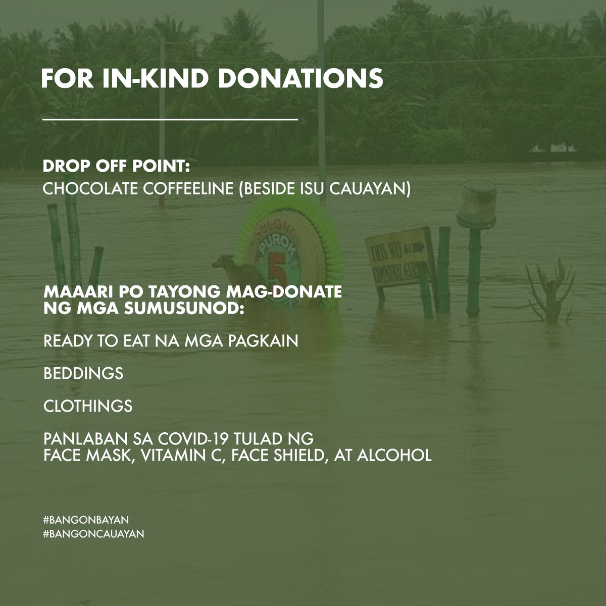 CHERRYE0LS's tweet photo. Dahil sa sunod sunod na bagyo sa gitna ng pandemya, ang lungsod ng cauayan ay humaharap sa isang malaking dagok at pagsubok. Kami po ay kumakatok sa inyong mga puso upang matulungan kami. A little or big help can do a lot. Any help is appreciated. Maraming salamat! https://t.co/d95UpHUFvM