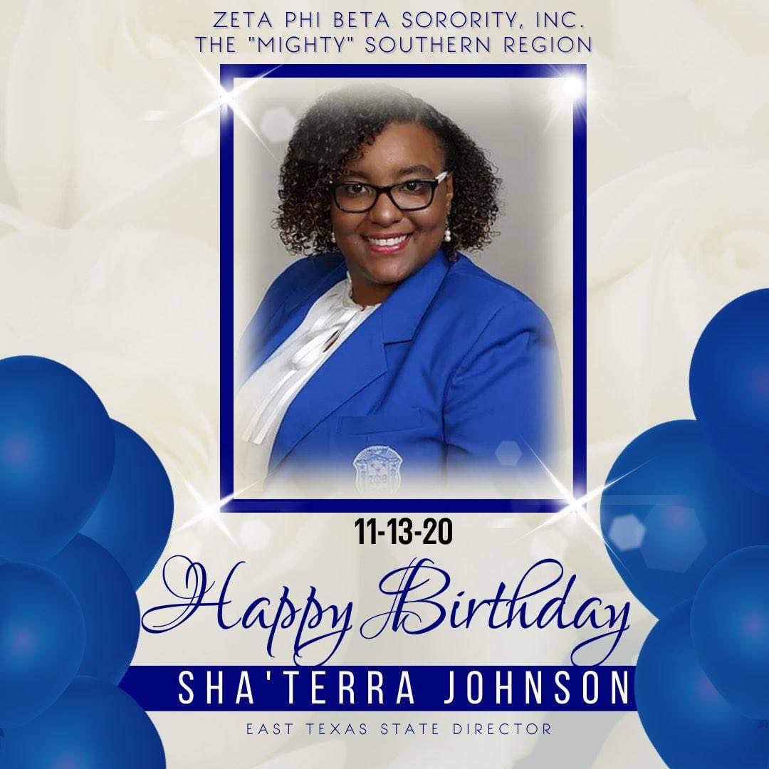 ZPHIBLZ1934's tweet photo. π Happy Birthday to our East Texas State Director, Soror Sha'Terra Destini Johnson! Thank you for all that you do for East Texas.
#ZPBSouthernRegion #EastTexasZetas #HappyBirthday #ZetaPhiBeta https://t.co/MODyWDUhlo