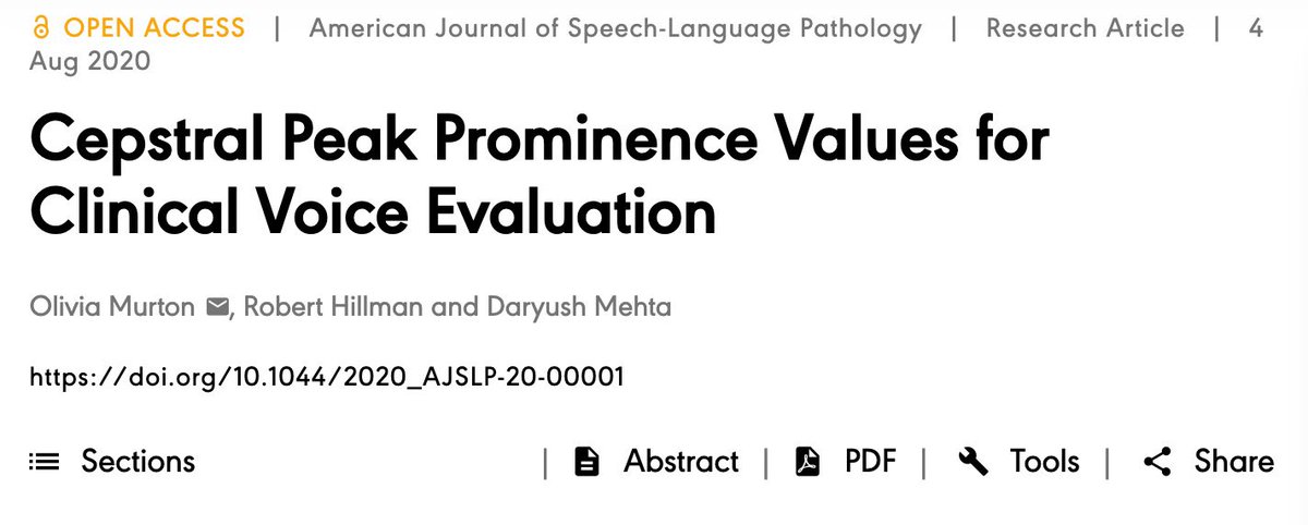 And just like that, you have powerful new objective  #acoustic measure to add to your  #voice and/or  #motor  #speech evaluation. It is also an invaluable quantitative treatment outcome! See the below article for some great normative data!  https://pubs.asha.org/doi/full/10.1044/2020_AJSLP-20-00001