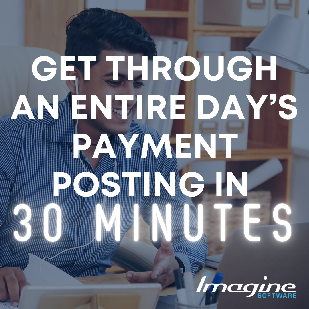 ImagineTeam's tweet photo. “I can get through an entire day’s payment posting in 30 minutes!” Thanks to #Imagine’s robust training, user-friendly interface, & customer success experts, this new #ImagineClient experiences the difference in #ImagineSoftware after just one week! #ImagineFam #ImagineFamFriday https://t.co/JAWDdo2tx4