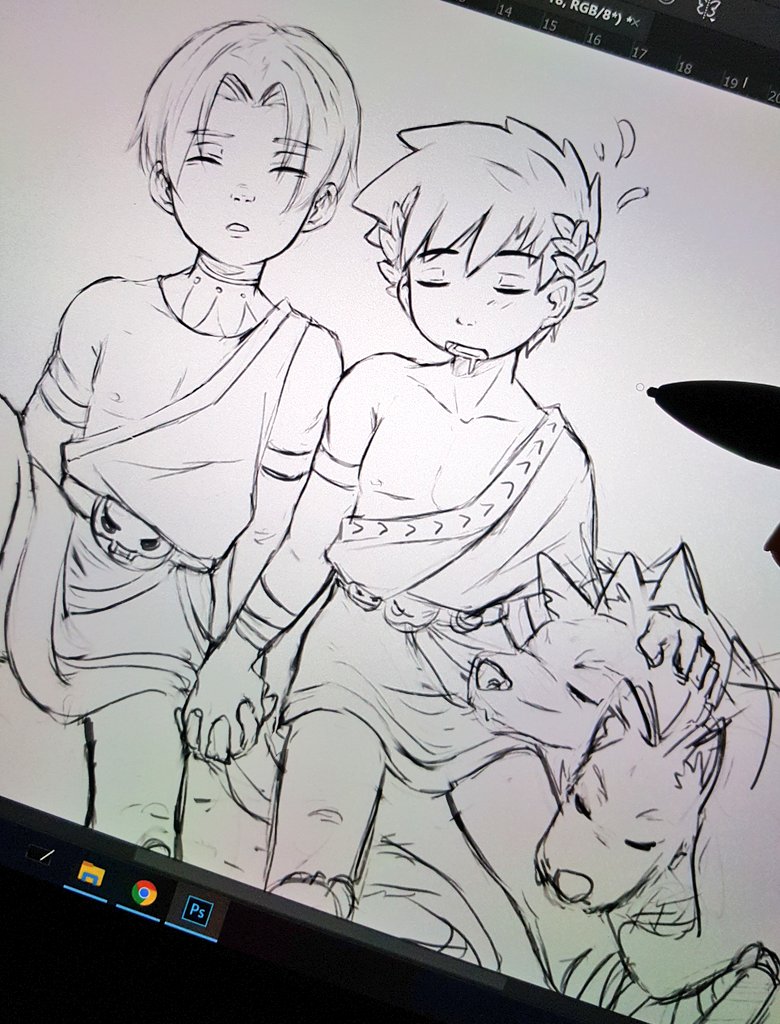 Ok just a little preview ahahah 🙈 Thanatos and Zagreus 💖 comming next!  #sketch #WIP 