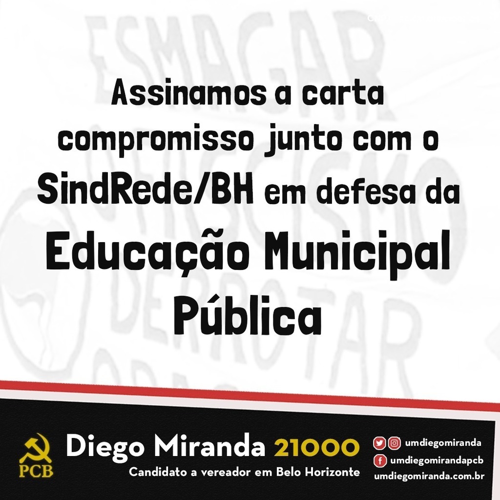 umDiegoMiranda's tweet photo. Por último e não menos importante, nosso compromisso com os companheiros e companheiras do SindRede/BH na luta pela Educação Municipal Pública de qualidade em Belo Horizonte!
.
.
.
#BeloHorizonte #Eleições2020 #EleiçõesBH #PoderPopularMG #EducacaoPublic… https://t.co/y7UedDuoNH https://t.co/qlfnUzARTl