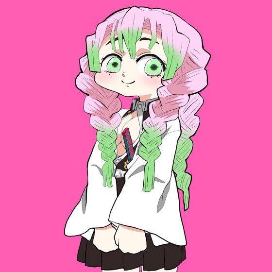 🌙しじま🚌さんがTwitterに投稿した甘露寺蜜璃(鬼滅の刃)のイラスト。