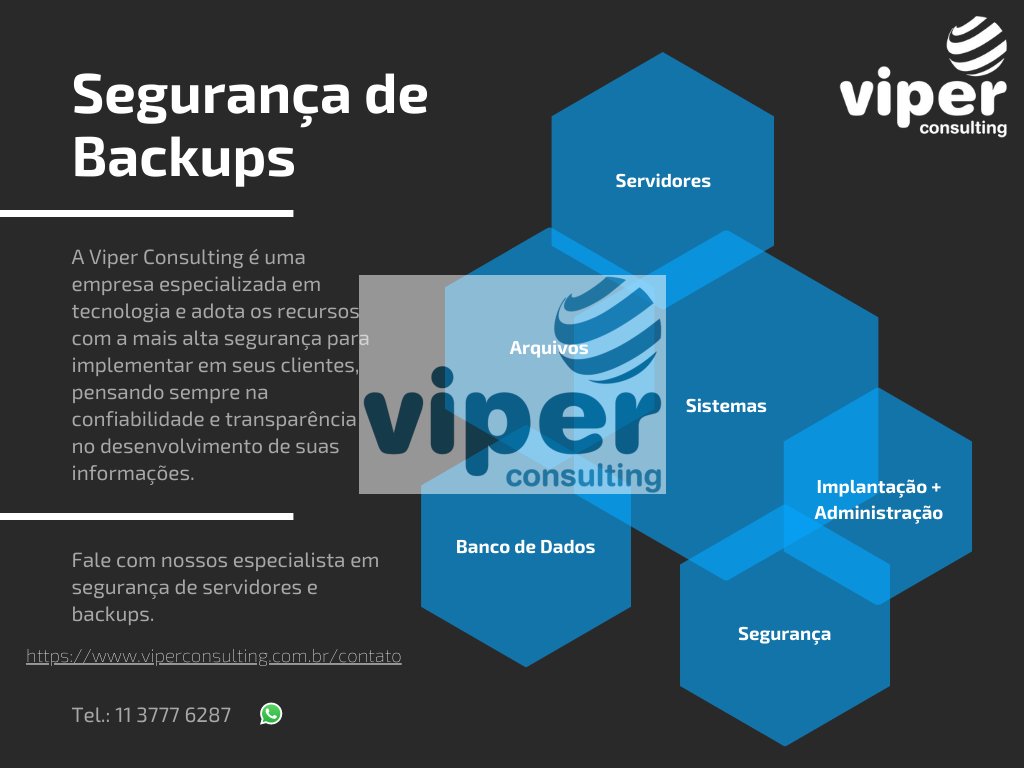 ViperConsulting's tweet photo. Segurança de Backups.

#ViperGroup #ViperConsulting #ViperConsultingServidores #ViperConsultingAdministração #ViperConsultingSegurança #Tecnologia #TI #Servidor #Servidores #SolucoesTI #ServicosdeTI #SolucoesdeTI https://t.co/NxEwTeVHOo