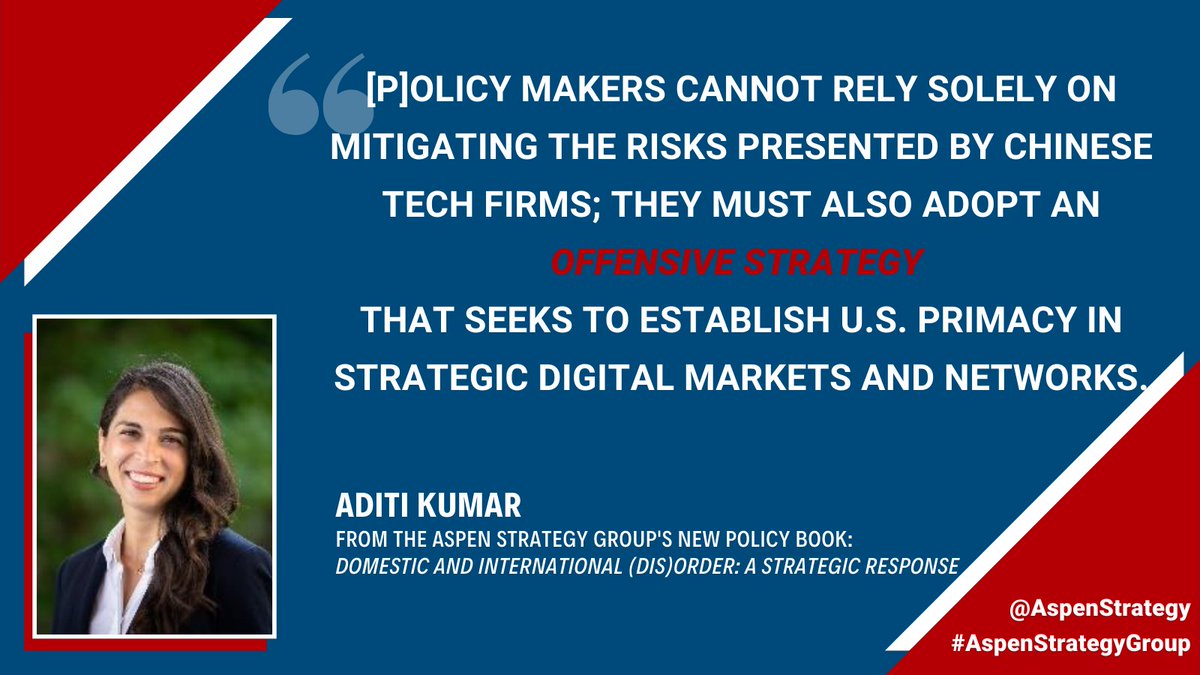 AspenStrategy's tweet photo. Read our new book “Domestic &amp; International (Dis)Order” featuring @BelferCenter’s @aditikmr whose chapter “Defending U.S. Digital Dominance” deals with the #techtradewar between the U.S. &amp; China. https://t.co/hcQ8PZs85X #AspenStrategyGroup https://t.co/rvxB2MqRTJ