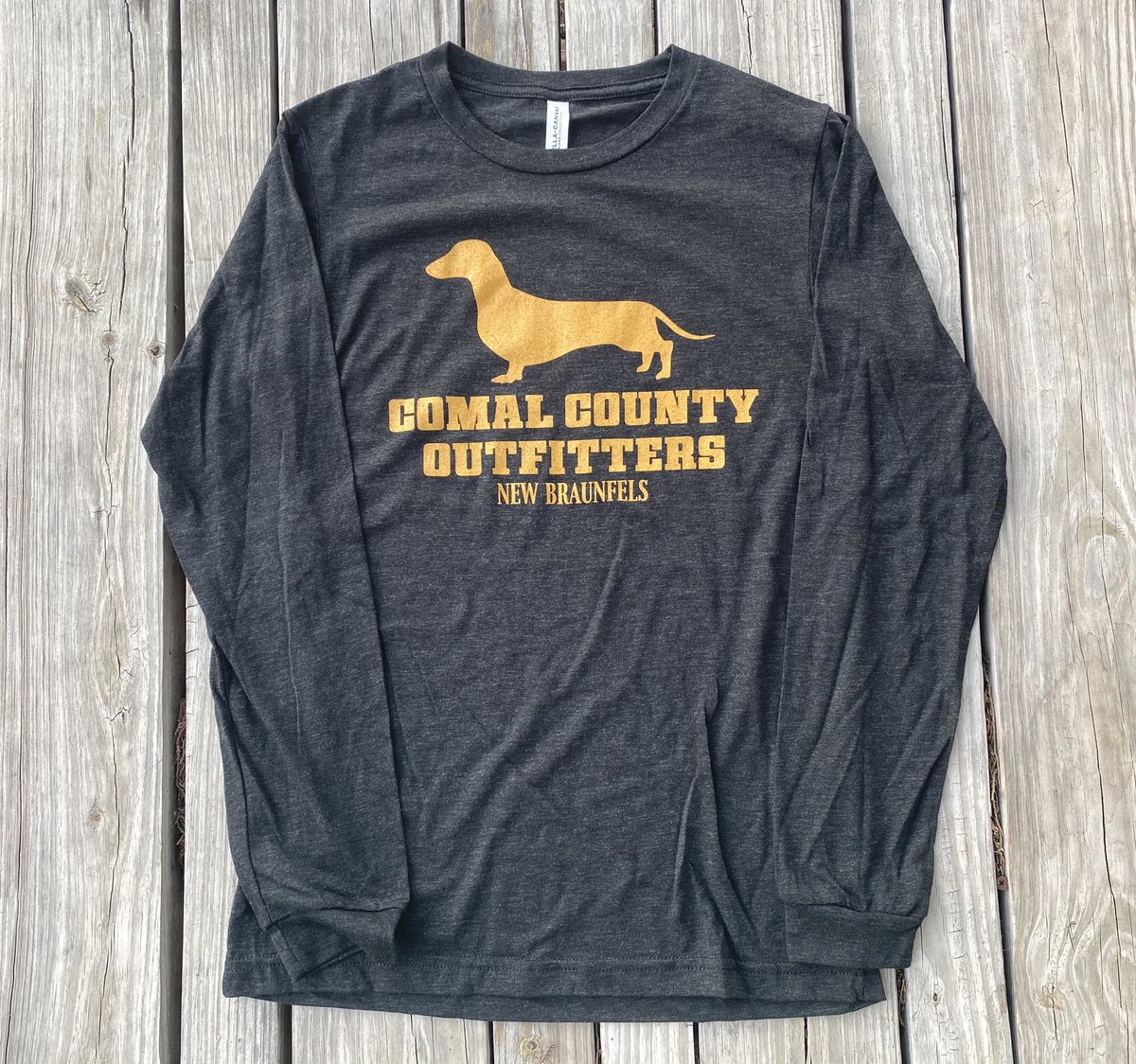 ComalCounty's tweet photo. CCO Dachshund Long Sleeves are now available in store and online at https://t.co/j3AZrqYtRU! $5 from every shirt sold will be donated to the Canyon Lake Animal Shelter 🤝 https://t.co/zhmhxUpPoZ