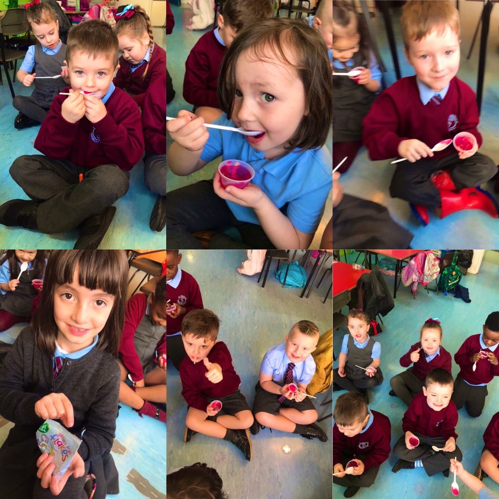 MissBracelin's tweet photo. Primary 1 displayed great patience when waiting for their jelly to set. After working hard during our writing lesson we got to taste our masterpiece. 🍴 #lifeskills #hearsayplaywrite @StTimothysG41 https://t.co/ZeBvoEK3nI