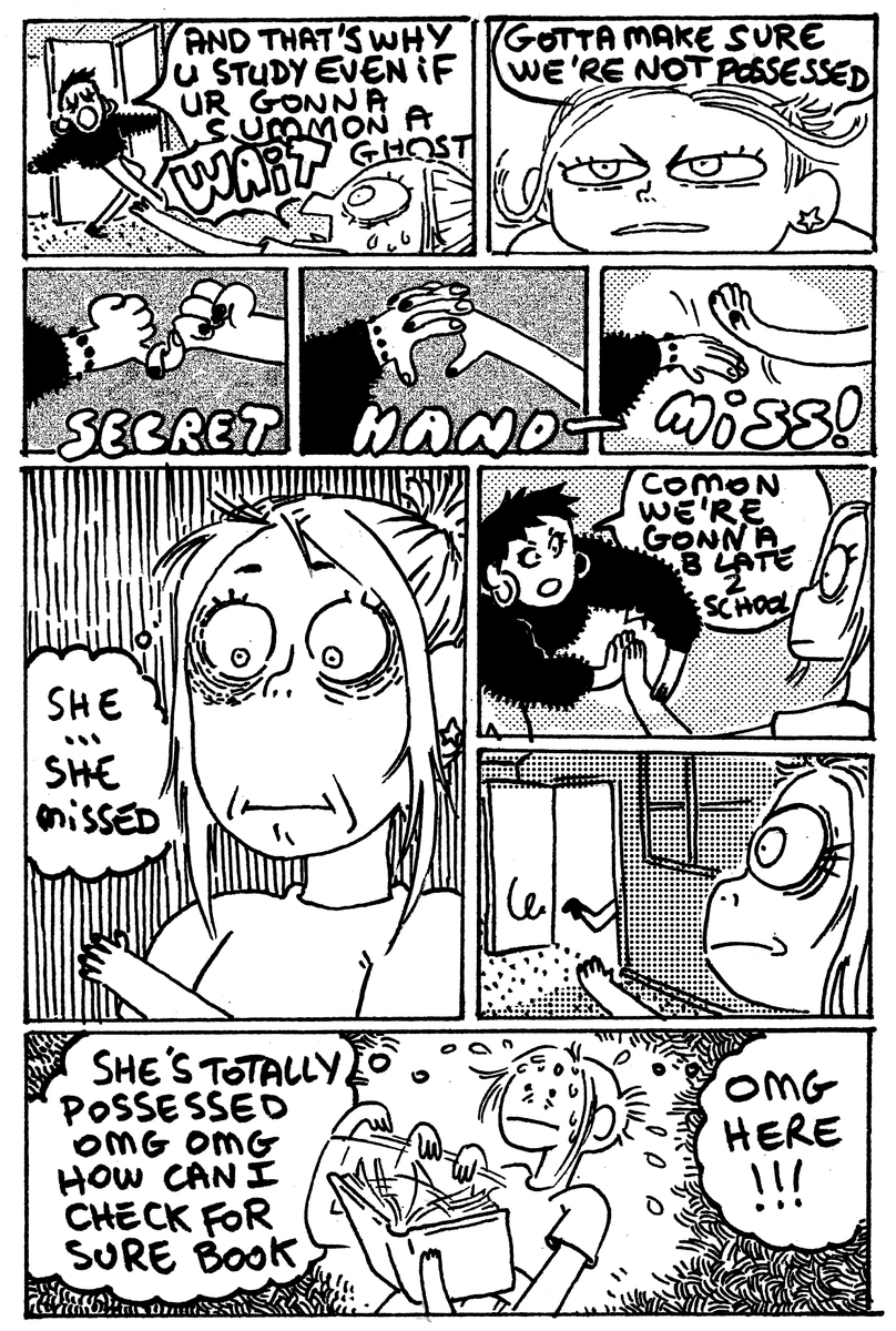 I absolutely cannot remember if I already shared my ghost zine comic on twitter, so here it is again ! I'm planning on making it a webcomic, I'm writing the follow up episode rn ! 1/3