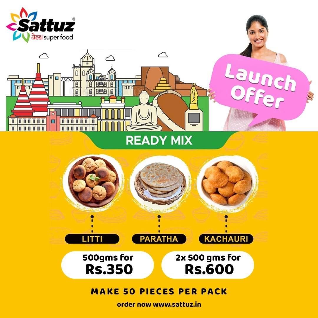 sattuz's tweet photo. ✨Introducing Sattuz - Ready Mix ✨
Preparing delicious Litti, Paratha & kachori has never been so easy.
Grab our Launch Offer and make these flavorsome dishes with ease.
To #shop click here : https://t.co/hosDnVh0EY
#Sattu #Paratha #Litti #Kachauri #ReadyMix #recipes https://t.co/RpL7ARvTbh