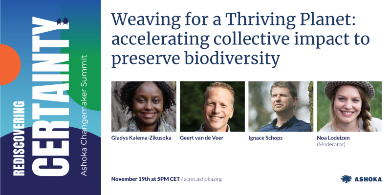 Weaving for a Thriving Planet:🌍 Join us at the <a href="/Ashoka/">Ashoka</a> #ChangemakerSummit on 19 November 5-6 PM CET. Find out how the Fellows want to preserve biodiversity by accelerating and scaling systemic solutions. Register with full community access: ashoka.org/en-us/event/as…